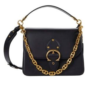 Coach Beat Shoulder Bag Glovetanned Smooth Leather Brass Black Straps